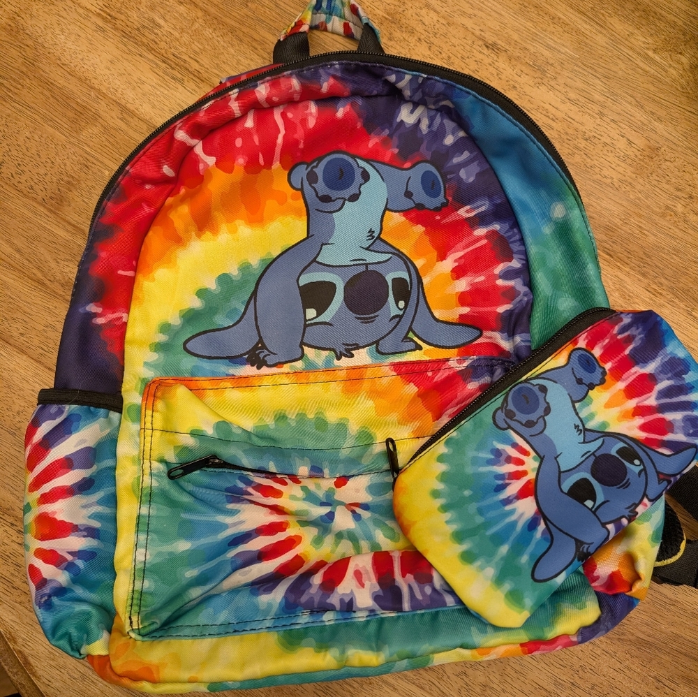 Tie Dye Stitch Kid's Backpack With Matching Pencil Case